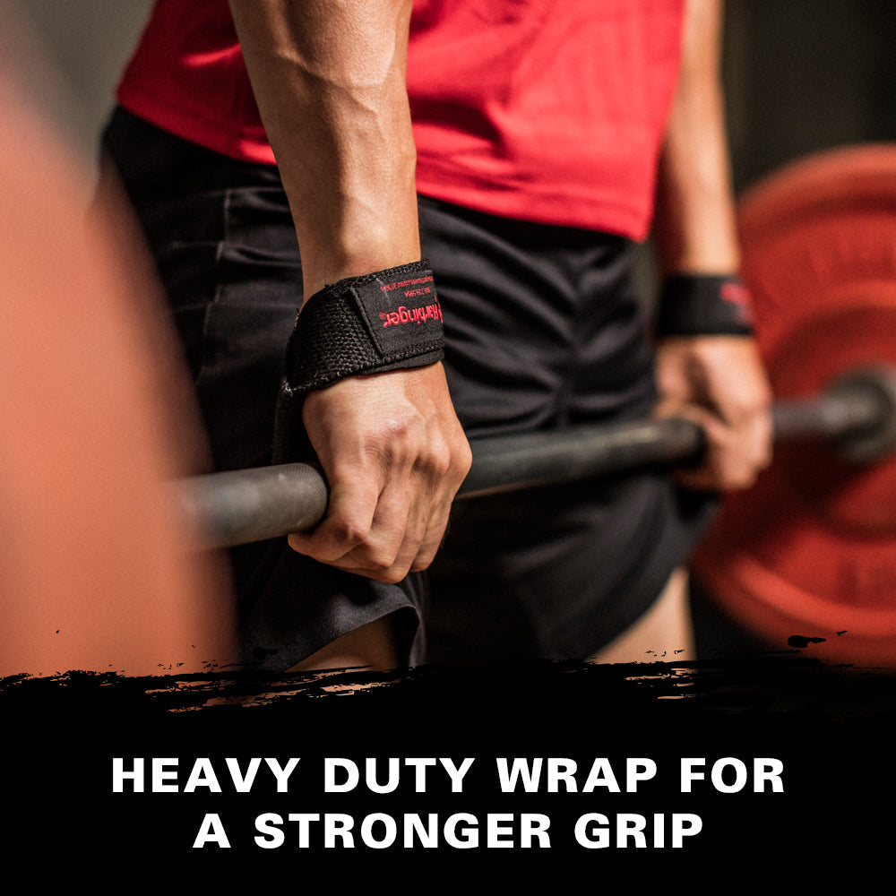 Deadlift met Harbinger padded lifting straps