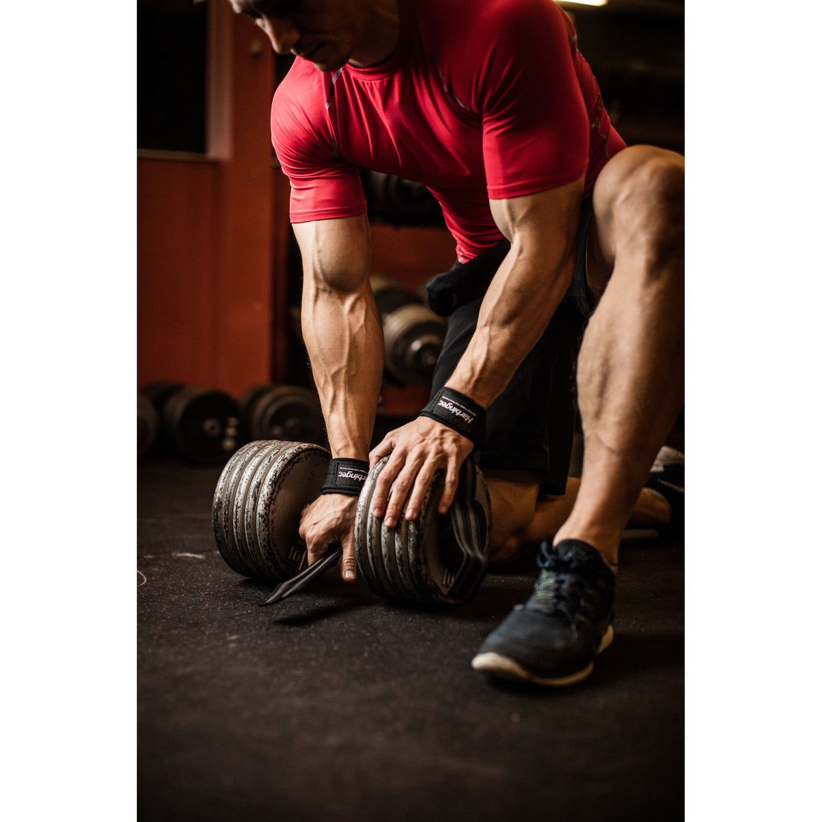 Harbinger Big Grip lifting straps om de stang